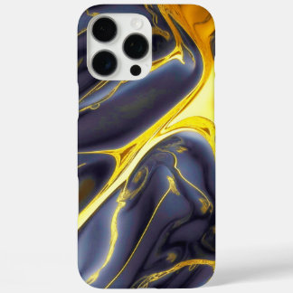Coque iPhone 16 Pro Max Cool noir or fondu marbre fluide texturé