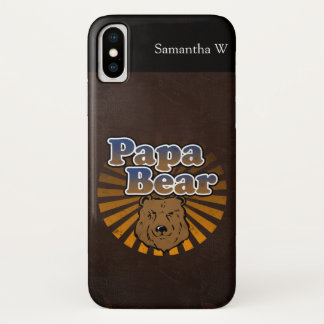 Case-Mate iPhone Case Cool Papa Bear, Brown/Bleu/Gold Papa Cadeau