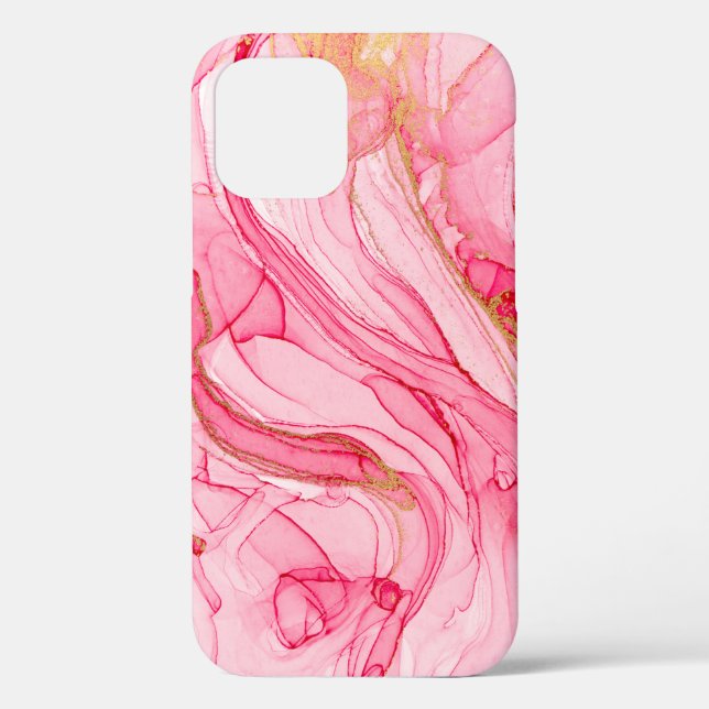 Coques Case-Mate iPhone Cool Pink Gold Unique Aquarelle Motif (Verso)
