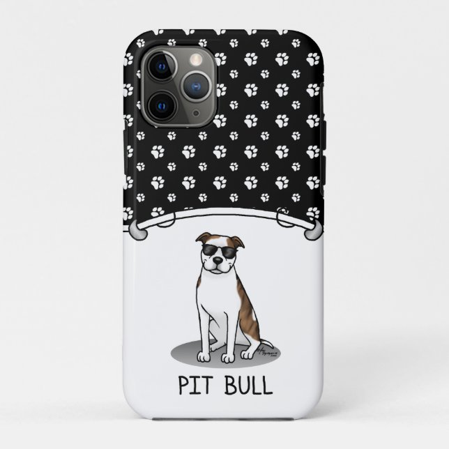 Coques Case-Mate iPhone Cool Pit Bull et lunettes de soleil (lt brindle bl (Dos)
