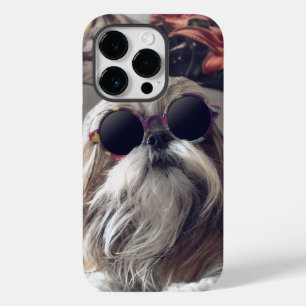 Coque Case-Mate iPhone Cool Shih Tzu cheveux longs Lunettes de soleil vin