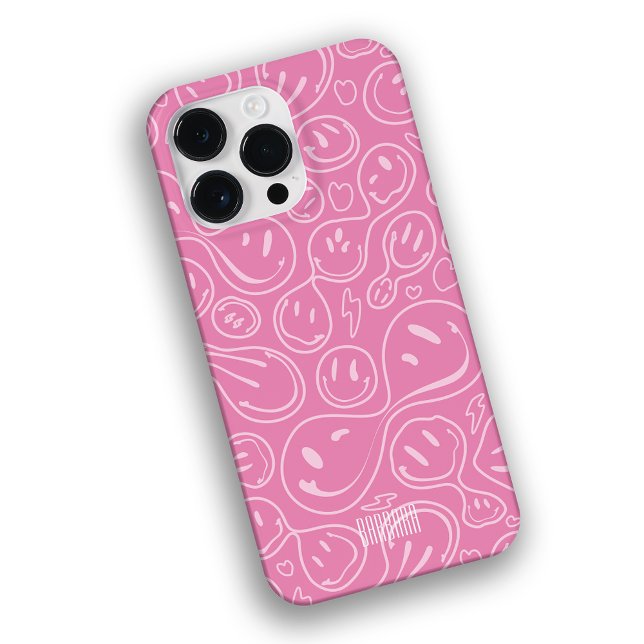 Coques Case-Mate iPhone Cool Sourire Visage Melting Sourire Motif rose (Créateur téléchargé)