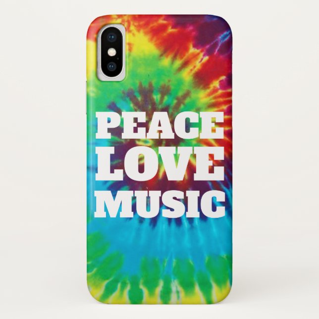 Coques Case-Mate iPhone Cool Tie Dye Peace Love Music (Dos)