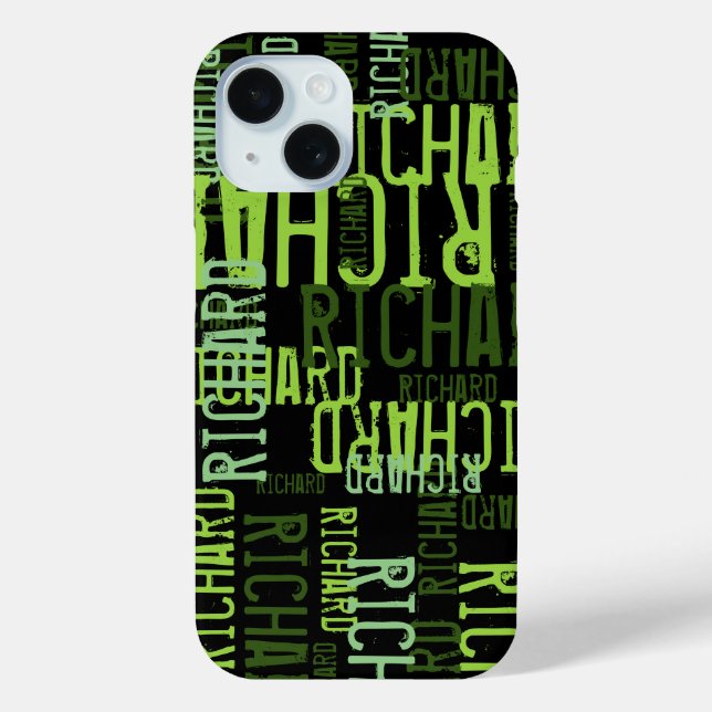 Coques Case-Mate iPhone cool typographie chaux nom vert sur noir (Verso)