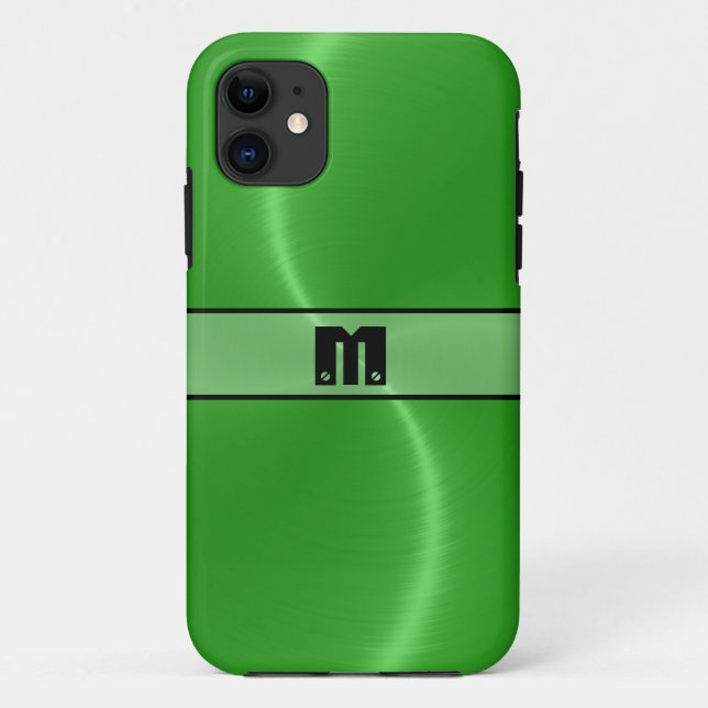 Coques Case-Mate iPhone Cool Vert brillant acier inoxydable métal 14 (Dos)