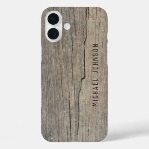 Coque Pour iPhone 16 Plus Cool Vintage Rustic Old Wood Nom Customisé