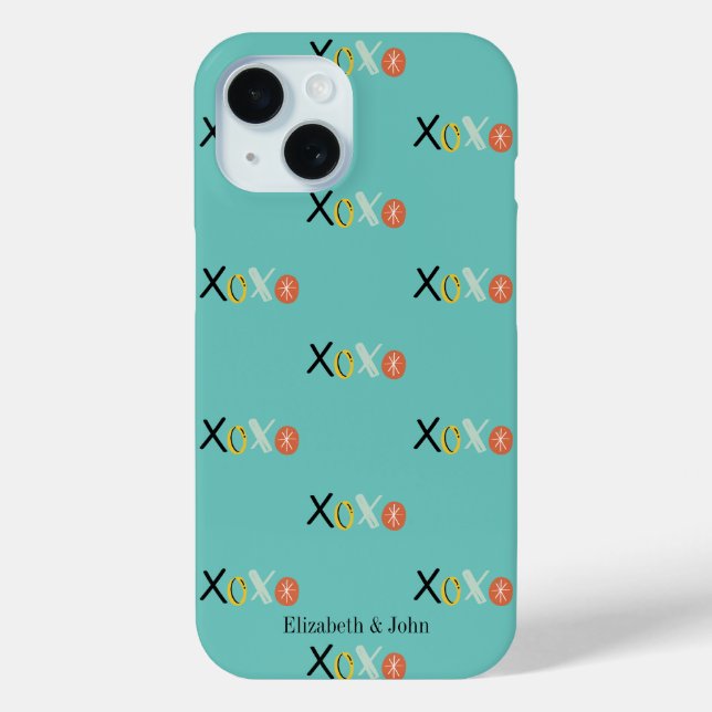 Coques Case-Mate iPhone Cool "XOXO" Coeurs Saint-Valentin Monnaie verte (Verso)
