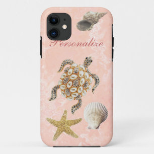 Coque Case-Mate Pour iPhone Copie de bijou de tortue de mer, étoiles de mer et