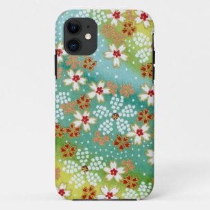 Coques Pour iPhone Copie japonaise d'origami de fleurs de vert