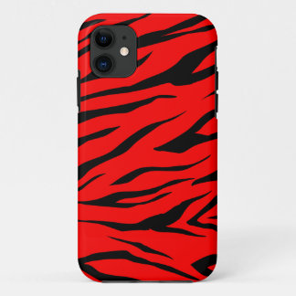 Coque iPhone 11 Copie noire/rouge renversante de tigre - cas de