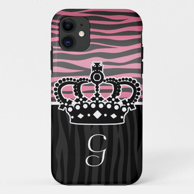 Coques Case-Mate iPhone Copie rose et noire de princesse Girly de zèbre (Dos)
