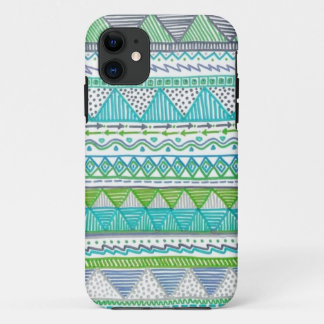 Coque Case-Mate iPhone Copie tribale dessinée bleue, blanche, et verte