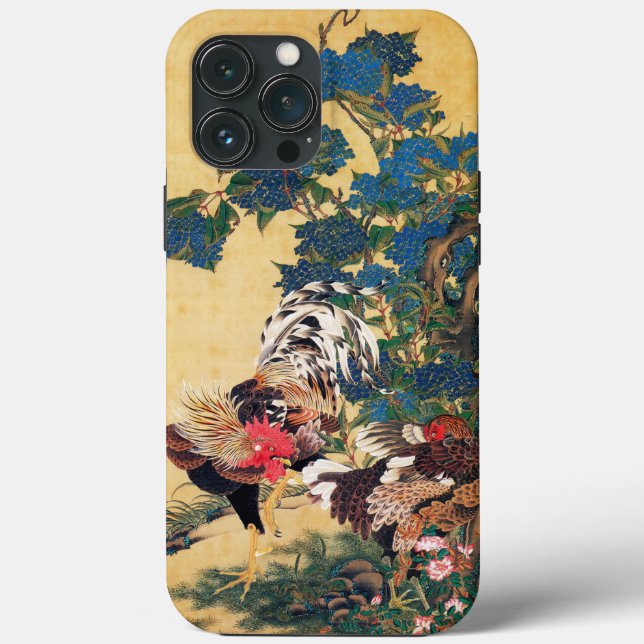 Coques Case-Mate iPhone Coq et Hen avec Hydrangeas par Ito Jakuchu (Verso)