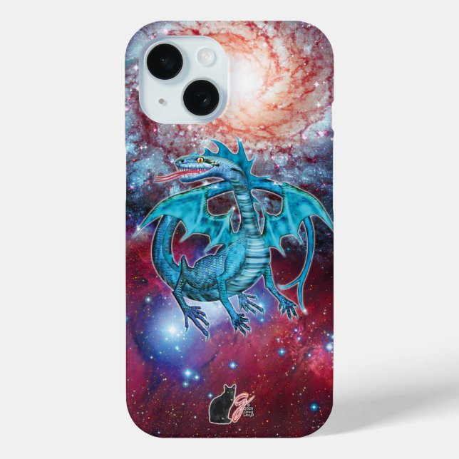 Coques Case-Mate iPhone Coque-coque iphone de dragon cosmique turquoise (Verso)
