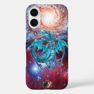 Coque Pour iPhone 16 Coque-coque iphone de dragon cosmique turquoise