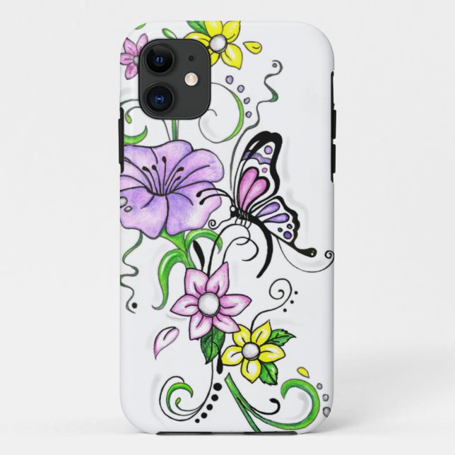 Coques Case-Mate iPhone Coque-coque iphone de papillon floral (Dos)