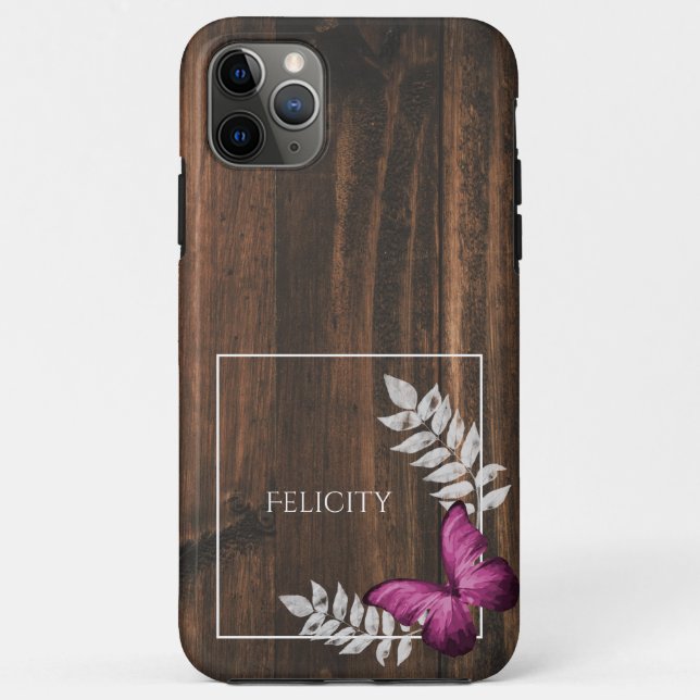Coques Case-Mate iPhone Coque-coque iphone de papillon rose rustique (Dos)