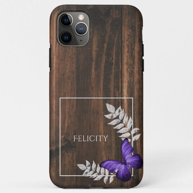 Coques Case-Mate iPhone Coque-coque iphone de papillon violet rustique (Dos)