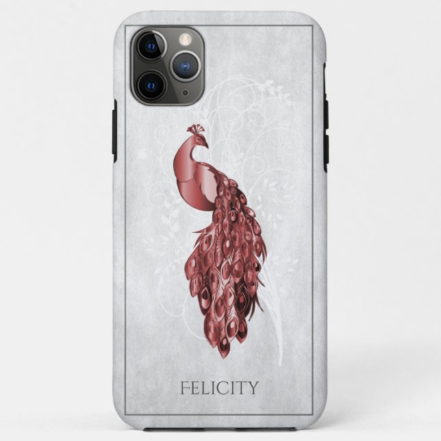 Coques Case-Mate iPhone Coque-coque iphone de Peacock Elegant Rouge (Dos)