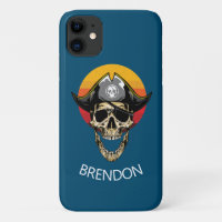 Coque-coque iphone du crâne du pirate bleu du couc