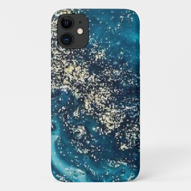 Coques Case-Mate iPhone coque-Mate en marbre d'or bleu à peine Pomme (Dos)