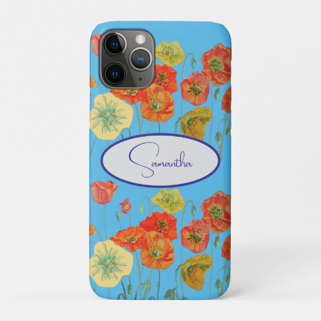 Coques Case-Mate iPhone Coquelicot orange rouge Poppies floral Nom de fill (Dos)