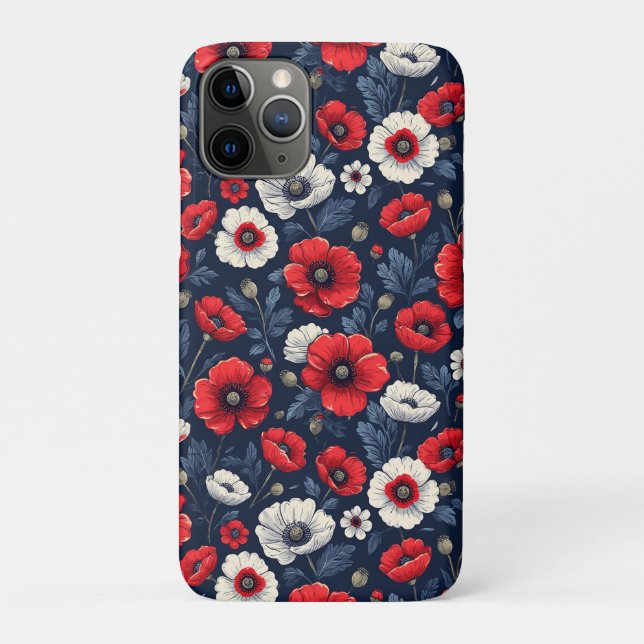 Coques Case-Mate iPhone Coquelicots rouges et blancs vibrants (Dos)