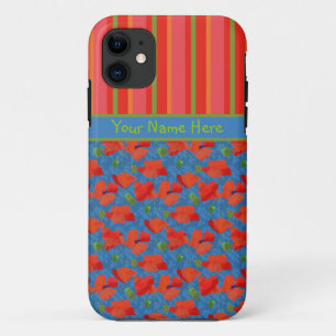 Coques iPhone 5/5s Pavots écarlates et Rayures