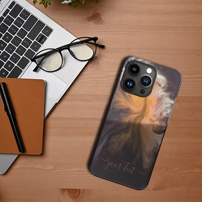 Coques Case-Mate iPhone Coques iphone abstraits de monogramme orange-noir. (Orange-black abstract monogram iphone cases. Case- Case-Mate iPhone Case)
