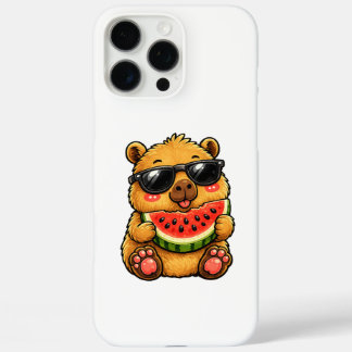 Coque iPhone 16 Pro Max Coquet Capybara Pastèque Été