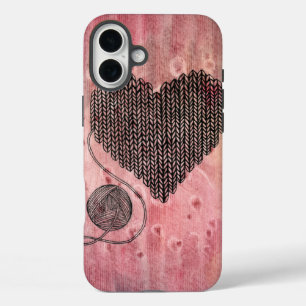 Coque Pour iPhone 16 Plus Coquet Cœur en Laine Tricotée Watercolor iPhone 16
