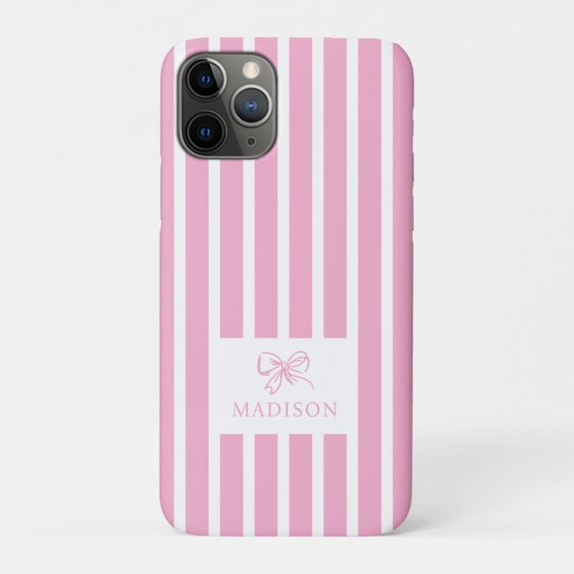 Coques Case-Mate iPhone Coquette Bow rose mignonne Preppy Nom personnalisé (Dos)