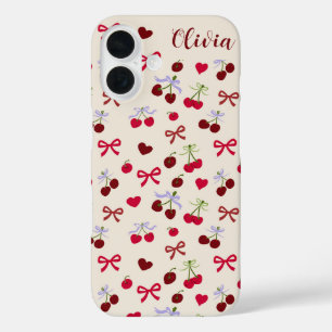 Coque Pour iPhone 16 Coquette Cerises Vaches et Coeurs