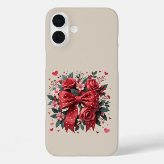 Coque Pour iPhone 16 Plus Coquette florale rouge et rose