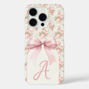 Coque iPhone 16 Pro Coquette Monogram Rose Bow