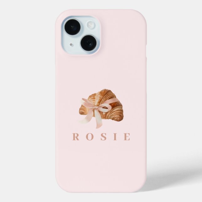 Coques Case-Mate iPhone Coquette personnalisée Croissant rose Ribbon (Verso)