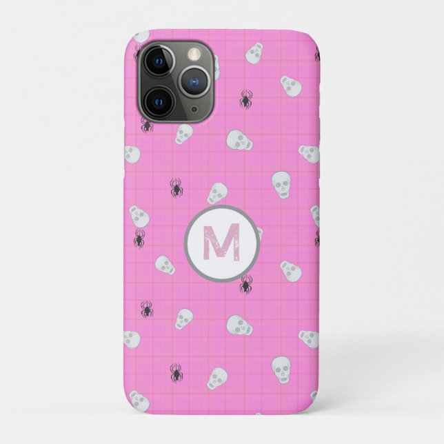 Coques Case-Mate iPhone Coquette Personnalisée Pink Plaid Halloween Skuls (Dos)
