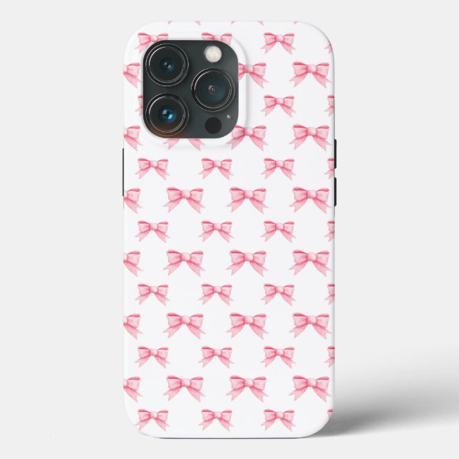 Coques Case-Mate iPhone Coquette Pink Bows Ribbons Motif sans couture (Verso)