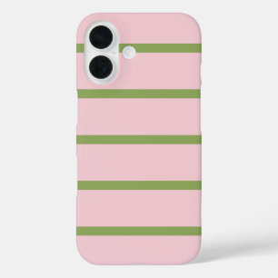Coque Pour iPhone 16 Coquette Préparation Chic Rayures Vert Pastel Et R