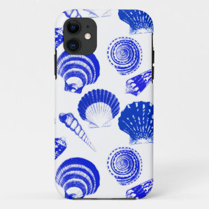 Coque iPhone 11 Coquillages - bleu cobalt sur un arrière - plan bl