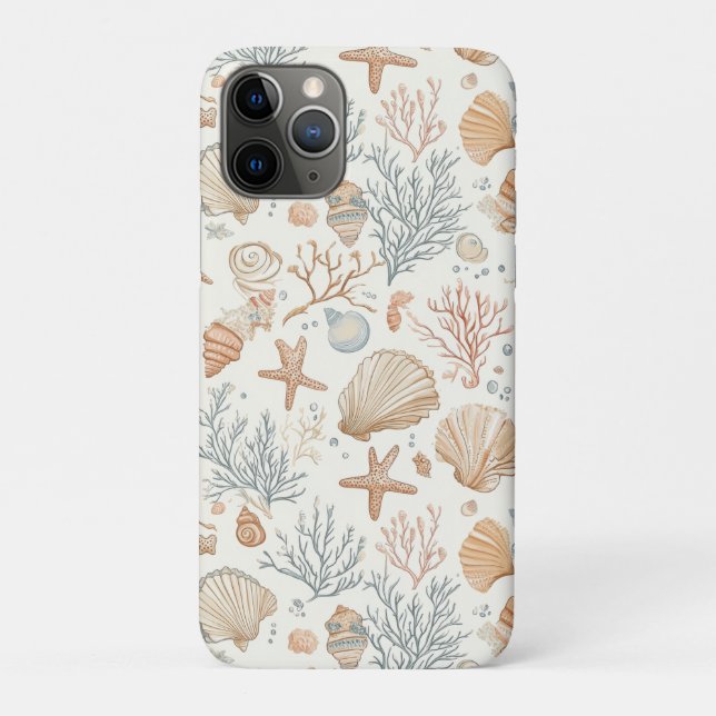 Coques Case-Mate iPhone Coquillages et coraux botaniques côtiers doux (Dos)