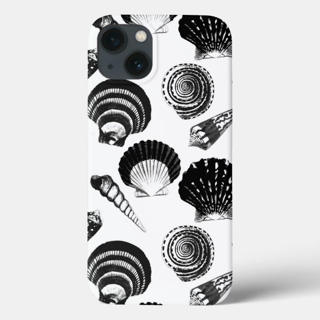 Coques Case-Mate iPhone Coquillages - noir et blanc sur un arrière - plan  (Verso)