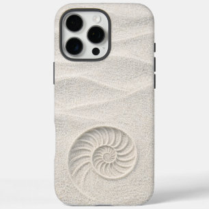 Coque iPhone 16 Pro Max Coquille de Nautilus Sable Blanc Brillance Côtière