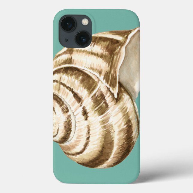 Coques Case-Mate iPhone Coquille striée Sepia sur Turquoise (Verso)