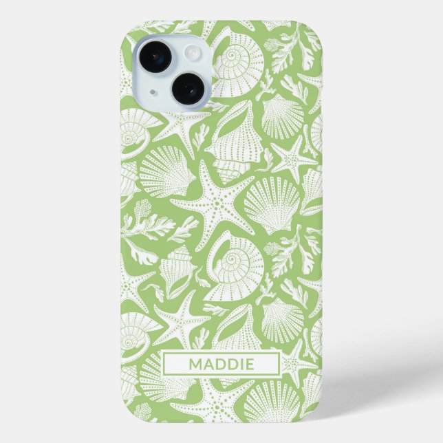 Coques Case-Mate iPhone Coquilles Vertes Personnalisées (Verso)