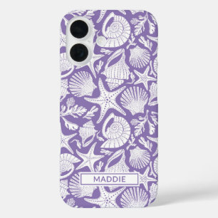 Coque Pour iPhone 16 Coquilles Violettes Personnalisées