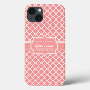 Case-Mate iPhone Case Corail et treillis Quatrefoil blanc Personnalisé