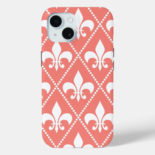 Coques Case-Mate iPhone Corail Fleur de Lis (Verso)