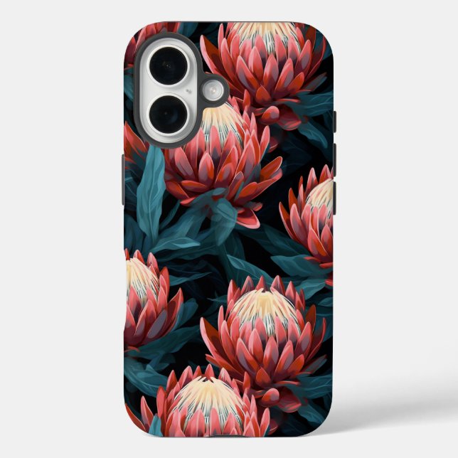 Coques Case-Mate iPhone Corail foncé Gras Protea Floral dur (Verso)