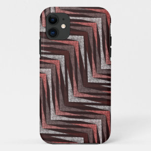 Case-Mate iPhone Case Corail, gris, motif brun zigzag.